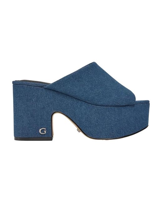 Guess Blue Heeled Mules