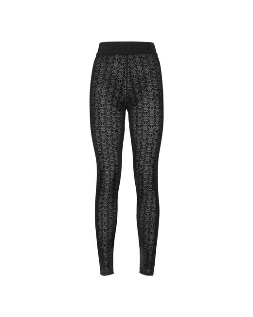 Philipp Plein Broeken ,Zwart ,Tulle Leggings Monogram in het Black