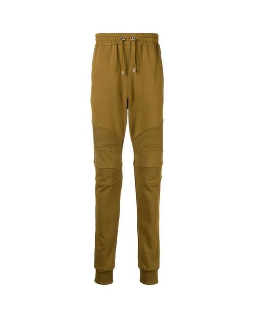 Balmain Broeken ,Groen ,Katoen Geribbelde Groene Flock Sweatpant in het Green voor heren