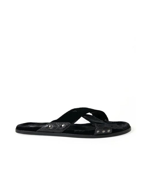 Sandali neri con cinturino incrociato di Dolce & Gabbana in Black da Uomo
