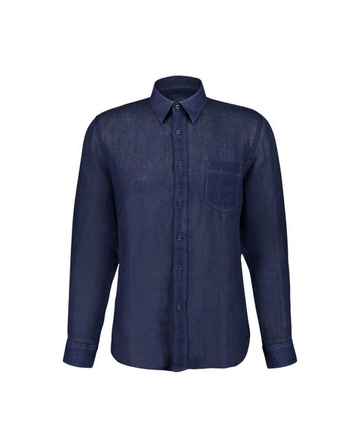 120% Lino Blue Casual Shirts for men