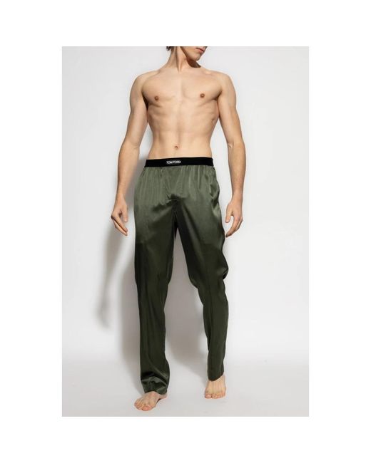 Tom Ford Nachtkleding ,Groen ,Zijden Pyjamabroek in het Green voor heren
