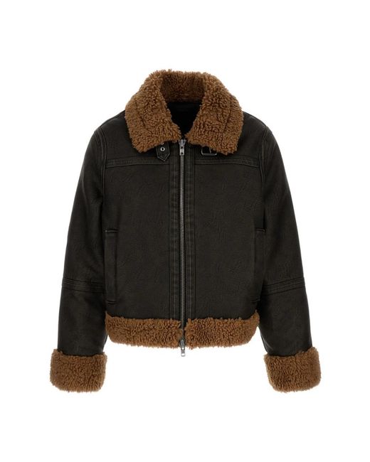 Stand Studio Shearling-Trim Zip Jacket in het Black