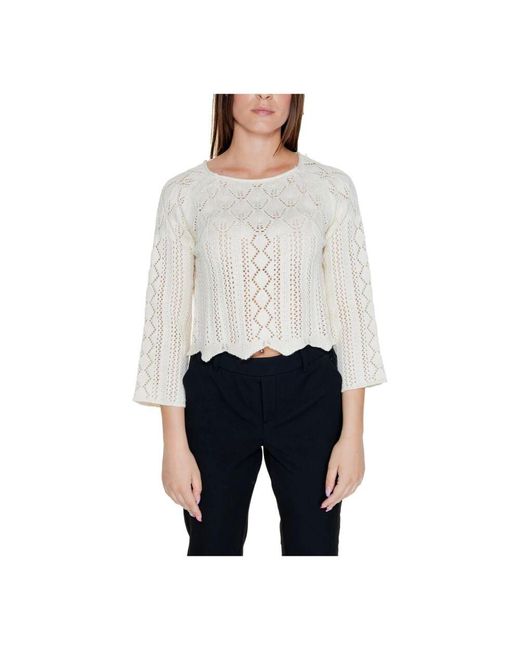 Vero Moda Gray R strickpullover mit rundhalsausschnitt