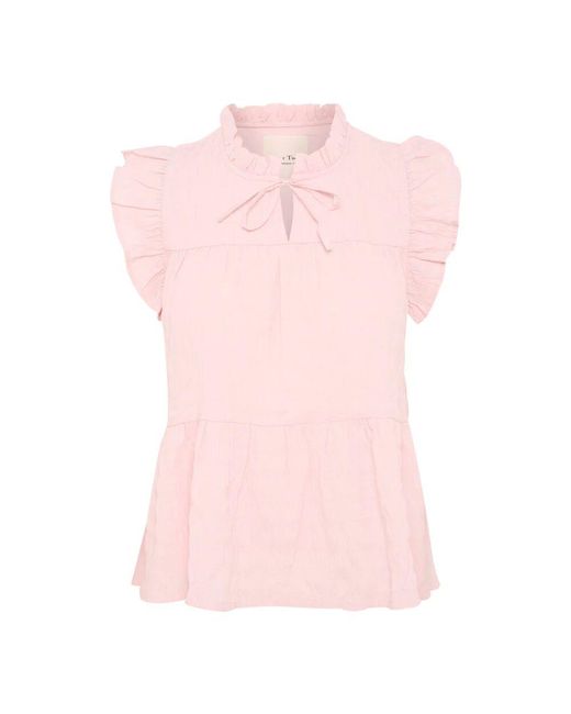 Part Two Pink Blumige Rüschenärmelbluse