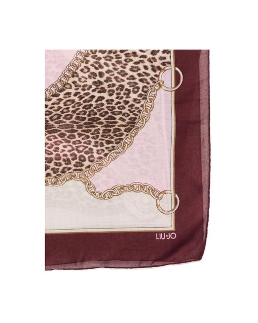 Liu Jo Leopard Print Chain Print Scarf in het Red