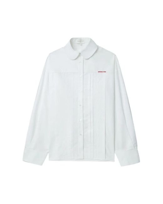 Camisa blanca de algodón con encaje ShuShu/Tong de color White