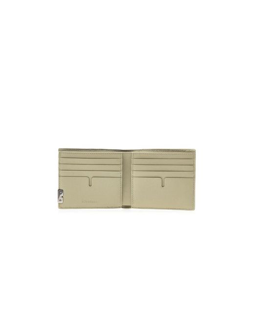 Burberry Accessoires ,Groen ,Leer Leren Bifold Portemonnee Met Logo Plaque in het Natural voor heren