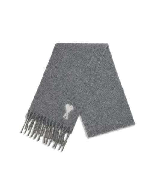 AMI Gray Winter Scarves for men