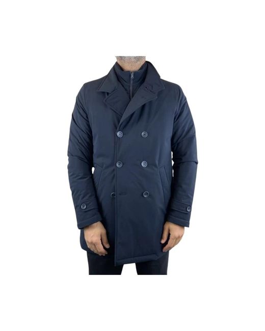 Herno Blue Double-Breasted Coats for men