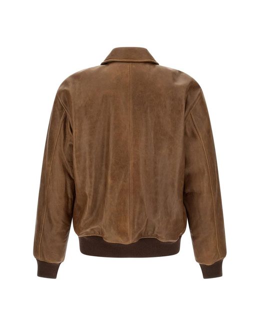 Saint Laurent Brown Leather Jackets for men