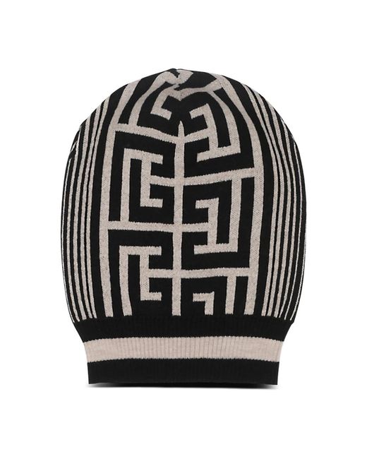 Balmain Mütze aus Baumwolle mit gesticktem Monogramm in Black für Herren