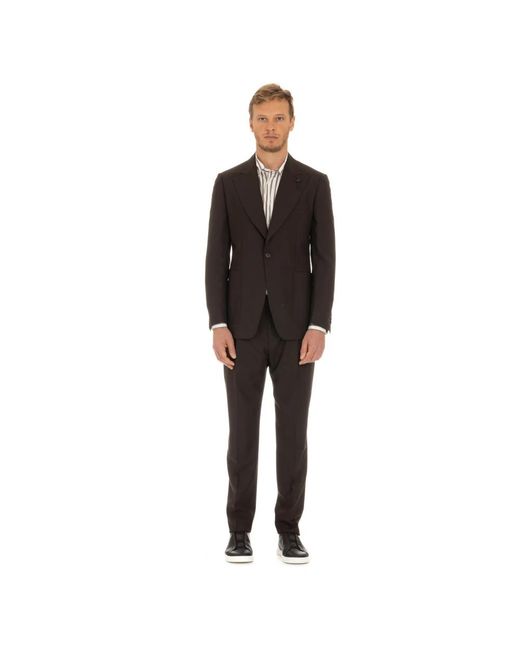 Lardini Kostuums ,Bruin ,Bruin Jas Maxi Revers Mono Bottone in het Black voor heren