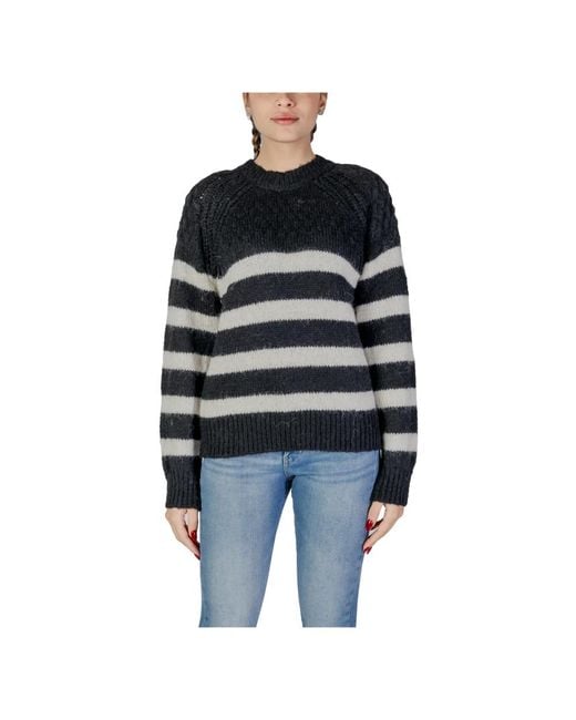ONLY Black Gestreifter langarm-strickpullover