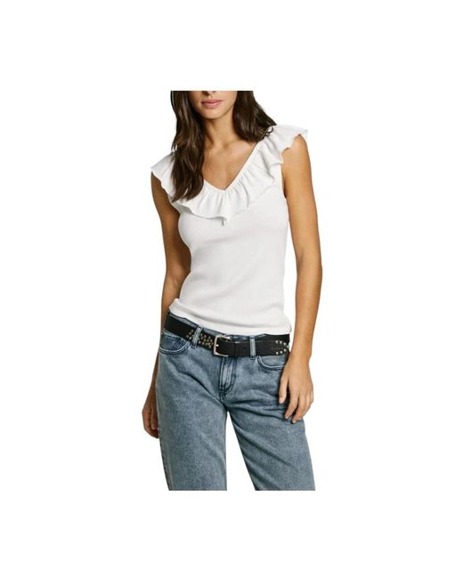 Pepe Jeans Blue Sleeveless Tops