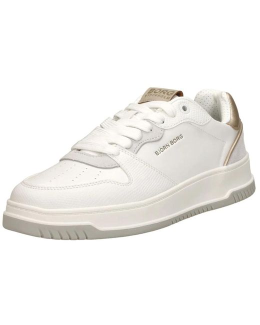 Björn Borg White Weiß/Sand Leder Sneaker