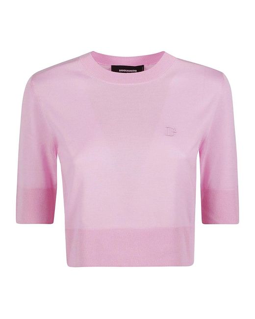 DSquared² Pink Round-Neck Knitwear