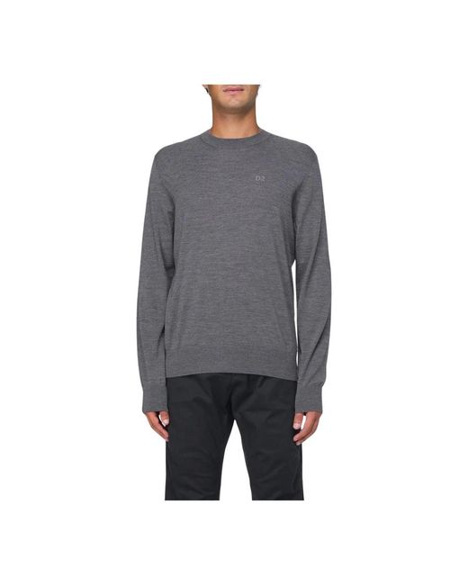 DSquared² Gray Round-Neck Knitwear for men