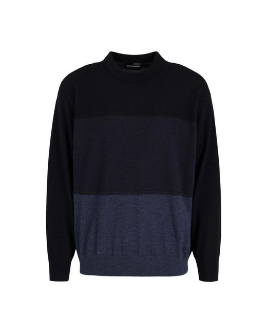 Armani Blue Round-Neck Knitwear for men