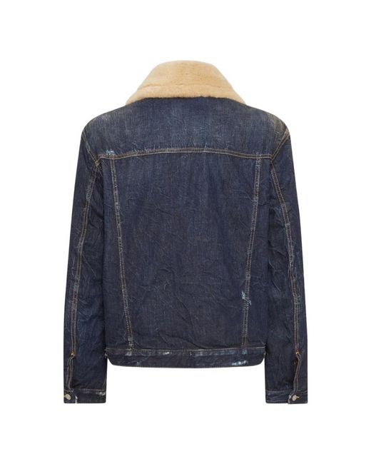 DSquared² Jassen ,Blauw ,Denim Blauwe Denim Aviator Jack in het Blue voor heren