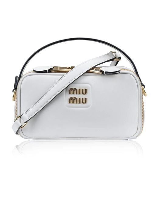 Miu Miu Metallic Leder-schultertasche mit goldverzierungen