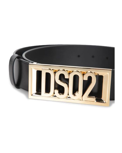 DSquared² Zwarte Leren Riem Met Verhoogd Logo in het Black voor heren