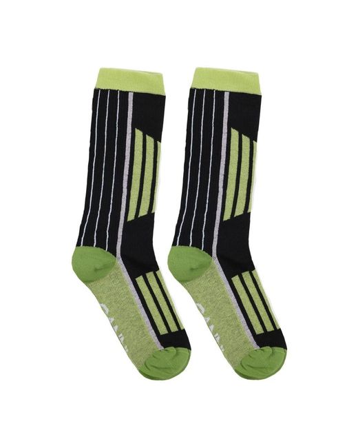 Ganni Green Bunte gestreifte baumwollmischsocken
