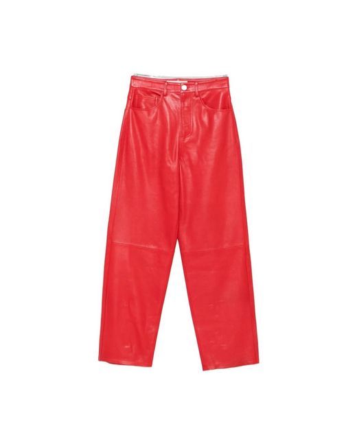 Rohe Broeken ,Rood ,Leer Rode Klassieke Straight Leg Jeans in het Red