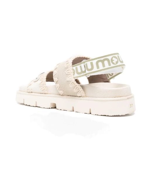 Mou White Flat Sandals