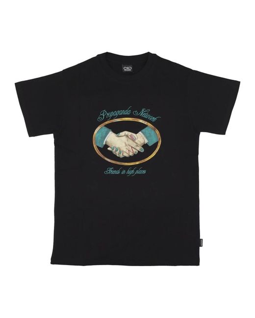 Propaganda Tops ,Zwart ,Katoen Zwarte Tee Met Geborduurd Logo in het Black voor heren
