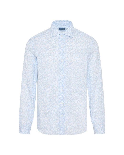 Barba Napoli Blumiges Baumwollhemd Made in Blue für Herren