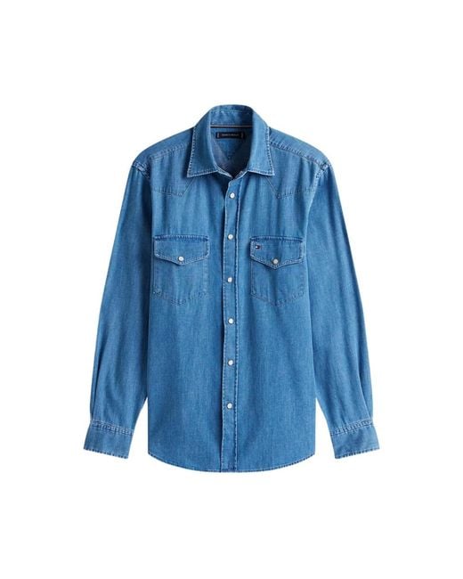 Tommy Hilfiger Blue Denim Shirts for men