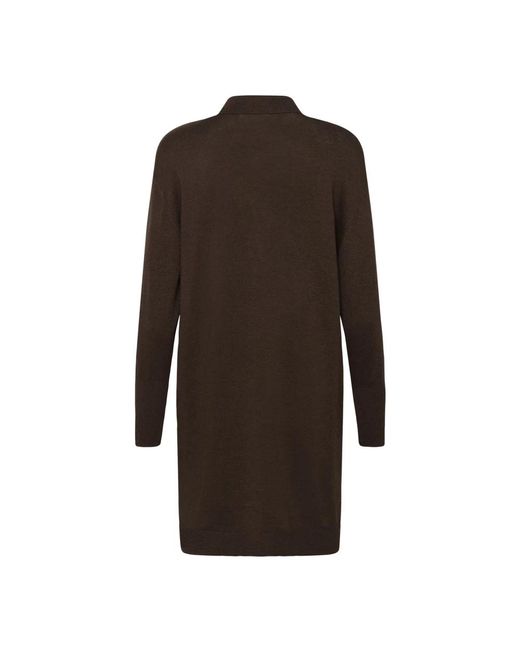 Kaffe Kleedjes ,Bruin ,Nylon Bruine Polo Gebreide Jurk in het Brown