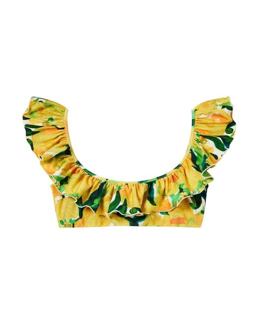 LaDoubleJ Badmode ,Geel ,Ruffle Bikini Top in het Yellow