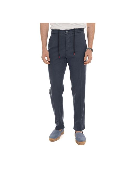 Kiton Blue Slim-Fit Trousers for men