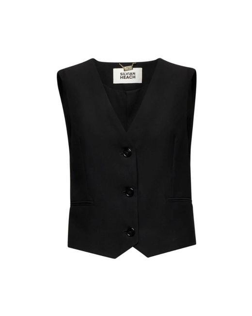 Silvian Heach Jassen ,Zwart ,Polyester Basic Enkelknoops Sartoriaal Gilet in het Black