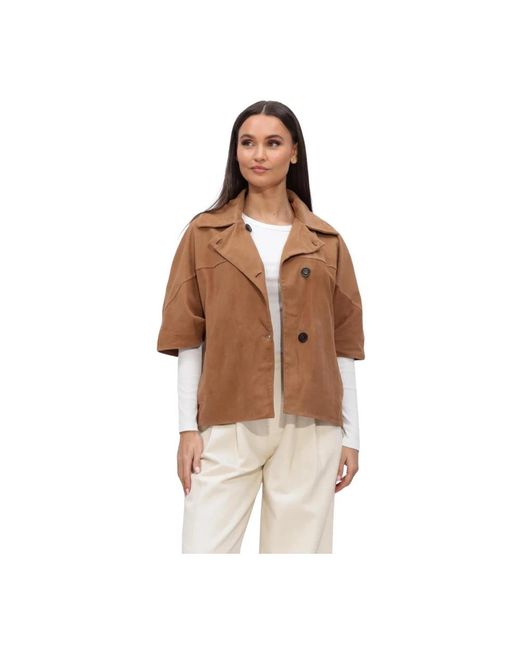 Studio AR by ARMA Clara Goat Suede Jacket in het Brown