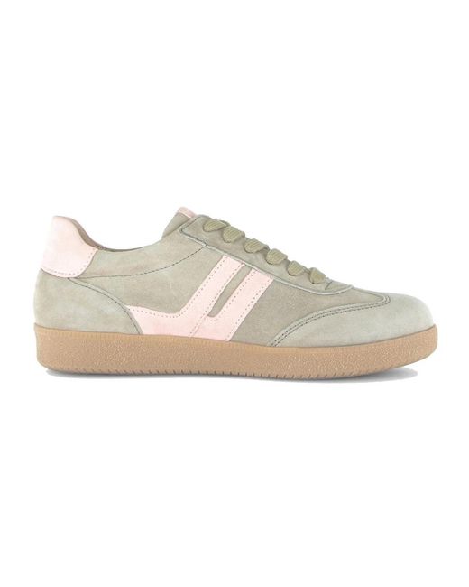Gabor Schoenen ,Groen ,Leer Sneaker Met Veters in het Gray