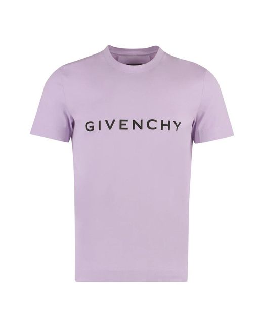 Givenchy Tops ,Paars ,Katoen Katoenen T-Shirt Met Contrasterende Logoprint in het Purple voor heren