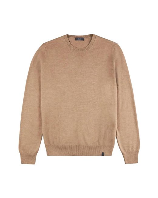 Fay Natural Round-Neck Knitwear for men