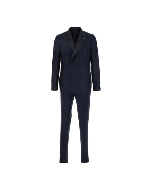 Tagliatore Kostuums ,Blauw ,Wol Double-Breasted Smoking Kostuum in het Blue voor heren