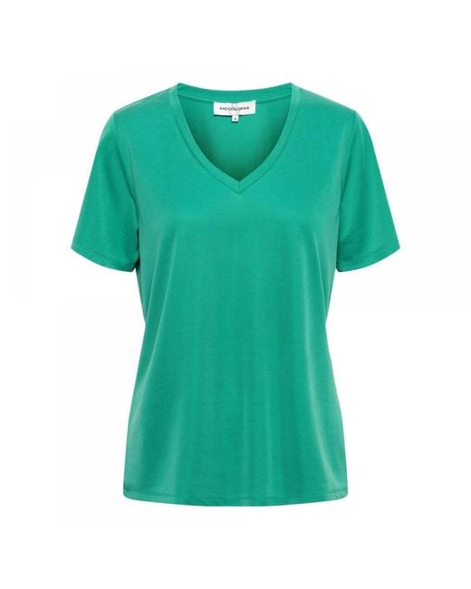 &Co Woman Green Grünes v-ausschnitt modal top,modal v-ausschnitt top &co