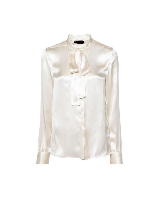 Tom Ford Overhemden ,Satijn Zijden Blouse Met Pofmouwen in het White
