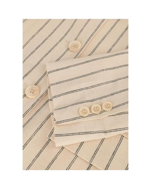 SELECTED Jassen ,Leer Gestreepte Getailleerde Blazer in het Natural