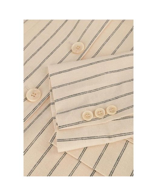 SELECTED Jassen ,Leer Gestreepte Getailleerde Blazer in het Natural