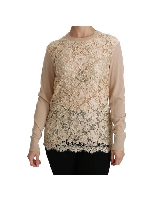 Dolce & Gabbana Brown Round-Neck Knitwear