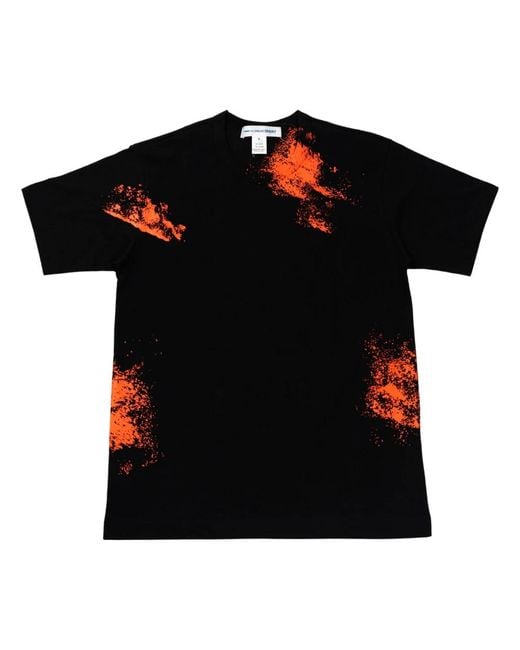 T-shirt in cotone con grafica splash fatta a mano di Comme des Garçons in Black da Uomo