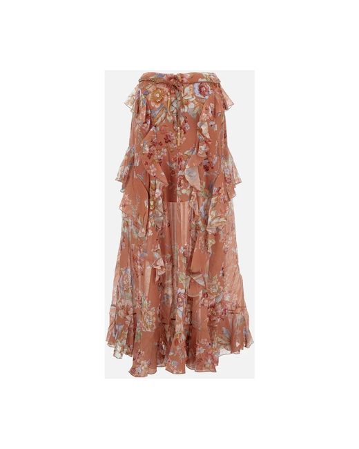 Zimmermann Awaken Ruffle Maxi Rok in het Brown