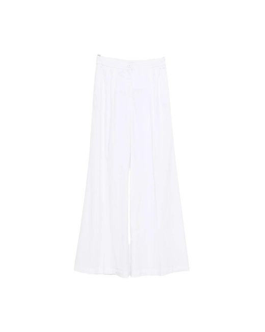 Via Masini 80 White Wide Trousers