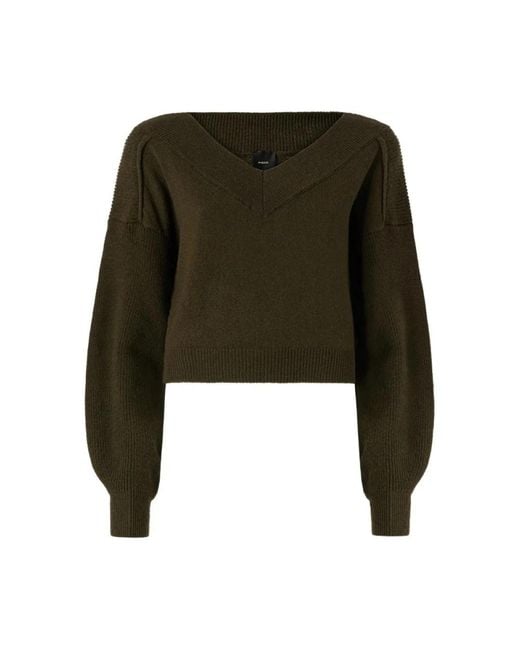 Pinko Green V-Neck Knitwear